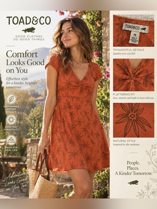 Toad&Co Dresses & Skirts - Toad&Co Rust Orange Floral V-Neck Top